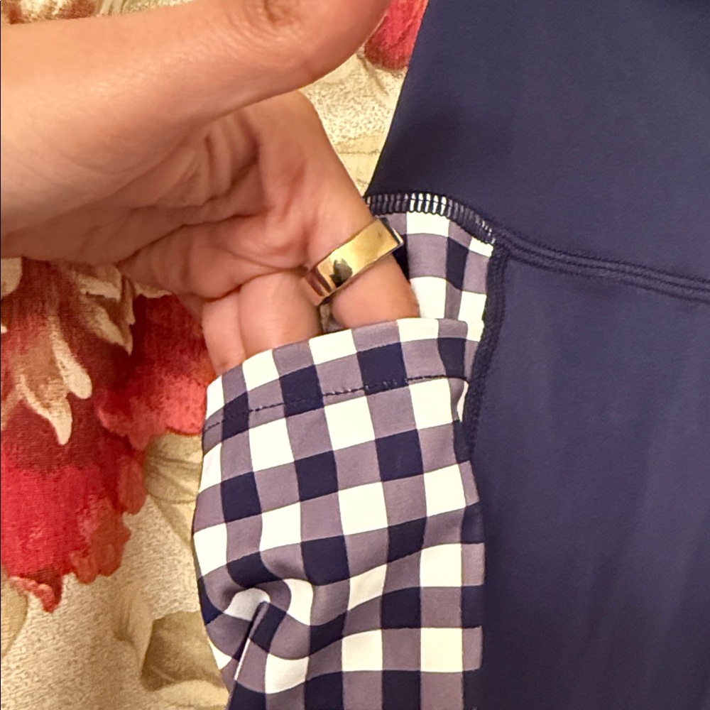 Draper James Navy Gingham Panel Leggings - Picture 3 of 5